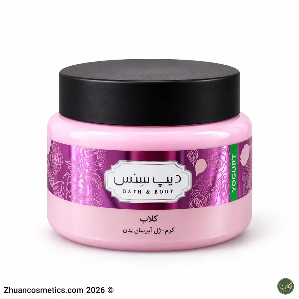 کرم ژل آبرسان بدن گلاب دیپ سنس ۲۵۰ میلی‌لیتر با بسته‌بندی صورتی