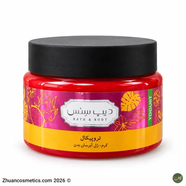 کرم ژل آبرسان بدن تروپیکال دیپ سنس ۲۵۰ میلی‌لیتر با بسته‌بندی قرمز