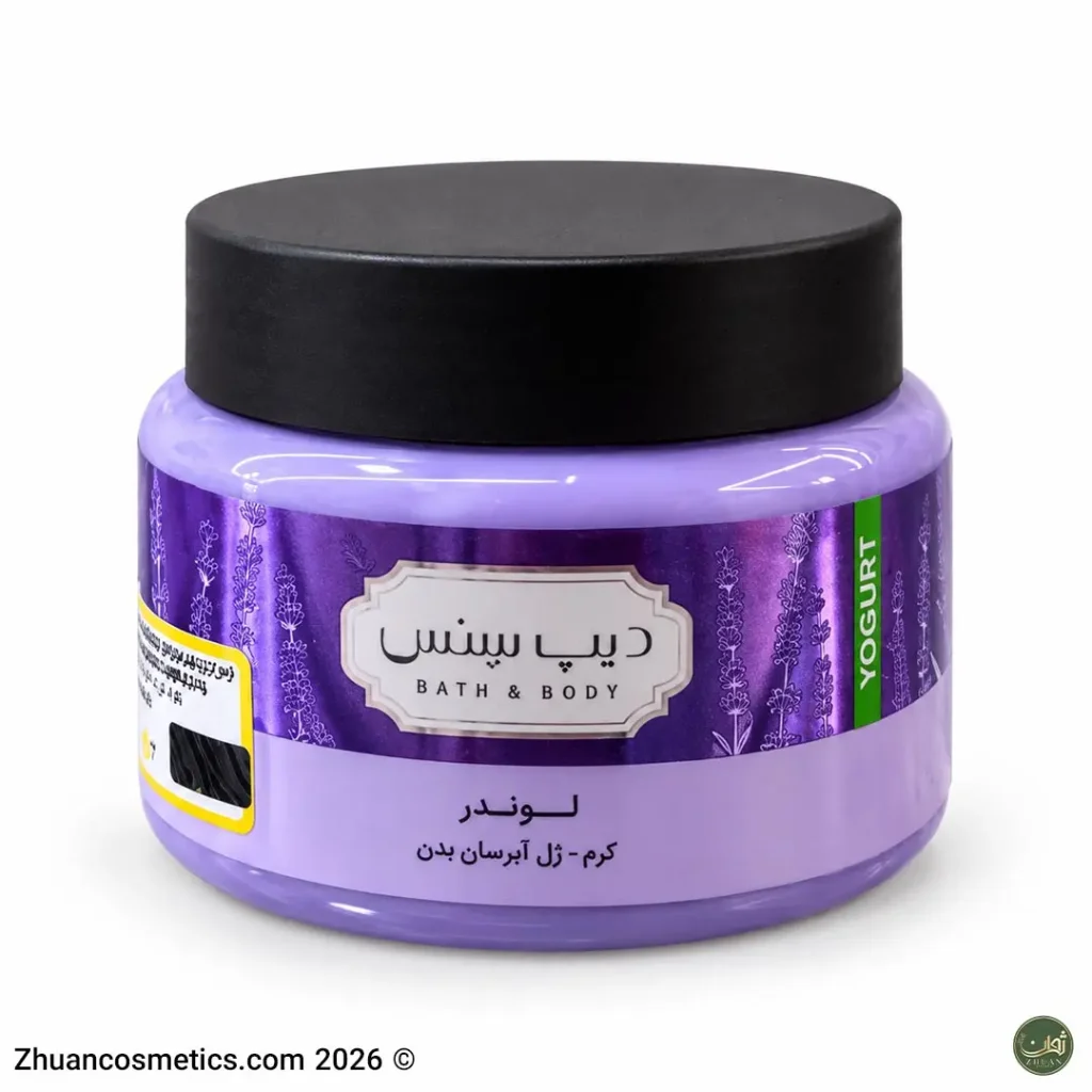کرم ژل آبرسان بدن لوندر دیپ سنس ۲۵۰ میلی‌لیتر با بسته‌بندی بنفش